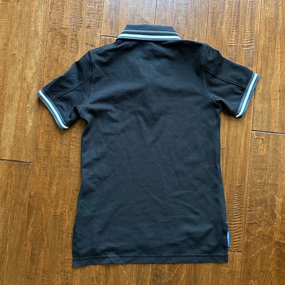 Lululemon Ivivva Girls Black We Run The Green Polo Short Sleeve Top Shirt Sz 7 - Picture 2 of 10